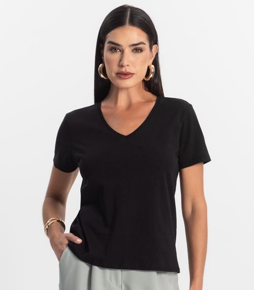 Blusa Básica Feminina Meia Malha Rovitex Preto
