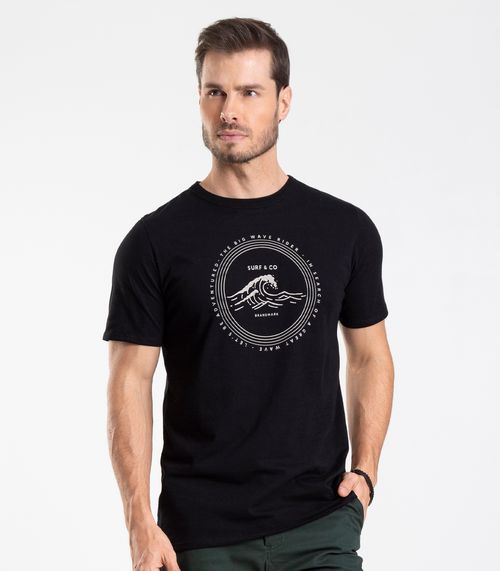Camiseta Meia Malha Masculina Diametro Preto