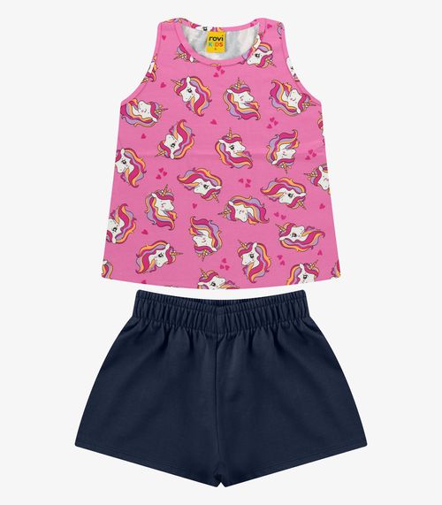Conjunto Regata com Shorts Menina Rovi Kids Rosa