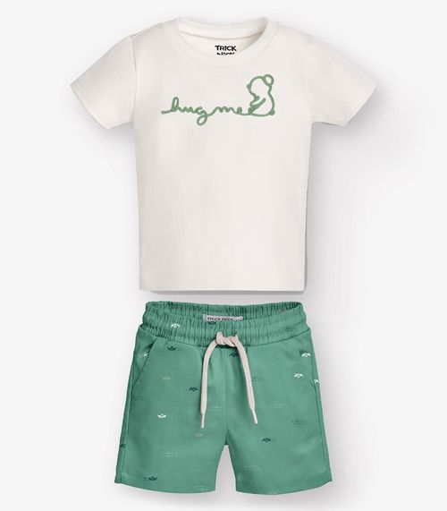 Conjunto Camiseta com Bermuda Menino Trick Nick Verde