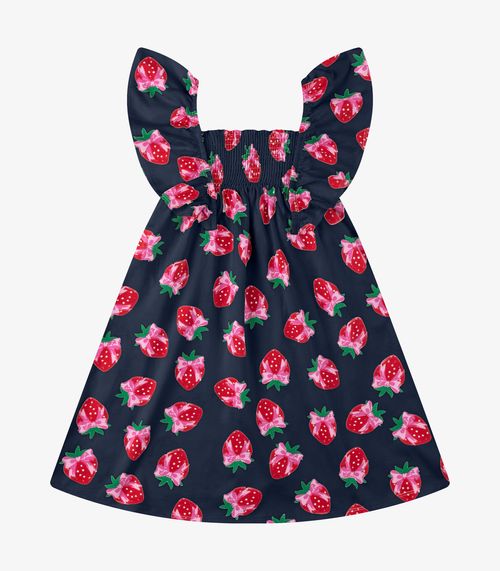 Vestido em Meia Malha Menina Rovi Kids Azul