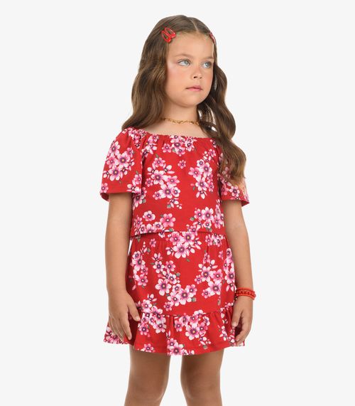 Conjunto Blusa com Saia Cotton Rovi Kids Vermelho