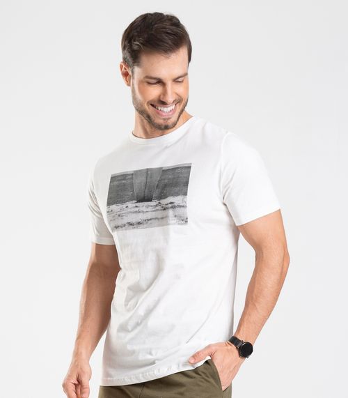 Camiseta Masculina Meia Malha Diametro Bege