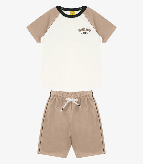 Conjunto Camiseta com Bermuda Masculino Rovi Kids Marrom