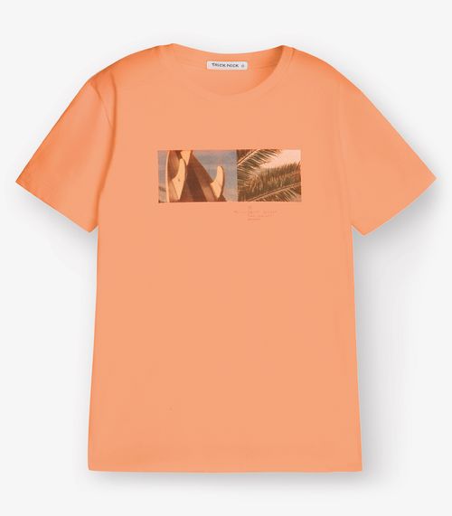 Camiseta Menino em Meia Malha Trick Nick Laranja