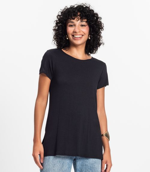 Blusa Básica Alongada Feminina Rovitex Preto