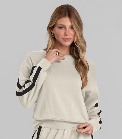 Blusão Feminino Em Molecotton Peluciado Dianna Bege