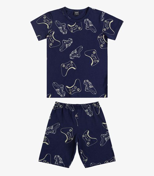 Pijama Infantil Camiseta e Bermuda Select Azul