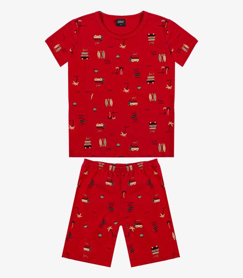 Pijama Infantil Camiseta e Bermuda Select Vermelho