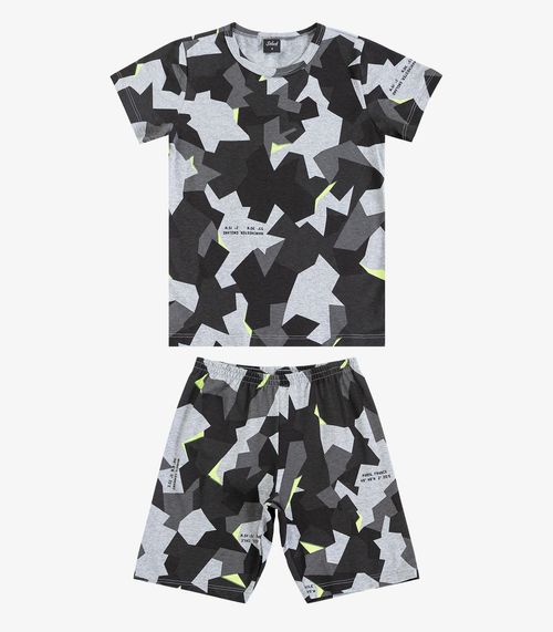 Pijama Infantil Camiseta e Bermuda Select Cinza