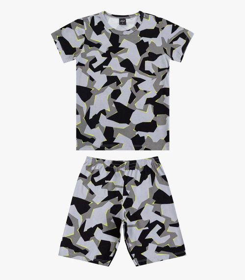 Pijama Infantil Camiseta e Bermuda Select Cinza