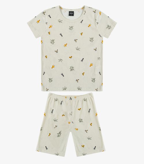 Pijama Infantil Camiseta e Bermuda Select Bege