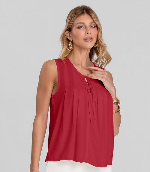 Regata Feminina com Pregas Dianna Vermelho
