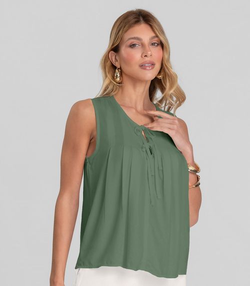 Regata Feminina com Pregas Dianna Verde