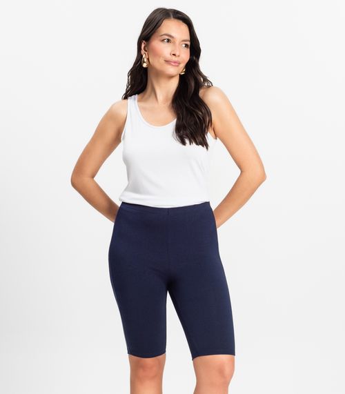 Bermuda Ciclista Feminina em Cotton Pesado Rovitex Azul