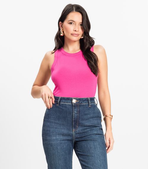 Regata Básica Feminina em Cotton Leve Rovitex Rosa