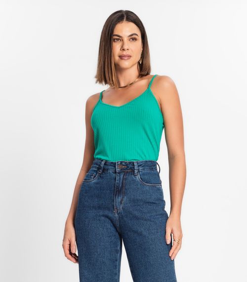 Blusa De Alça Feminina Ribana Canelada Rovitex Verde