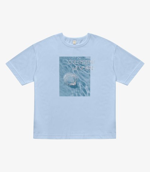 T- shirt Overzised Meia Malha Feminina Rovitex Azul