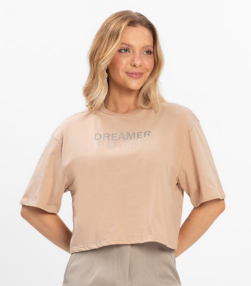 T- Shirt Feminina Meia Malha Rovitex Marrom