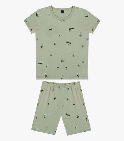 Pijama Infantil Camiseta e Bermuda Select Verde