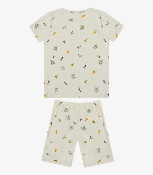 Pijama Infantil Camiseta e Bermuda Select Bege