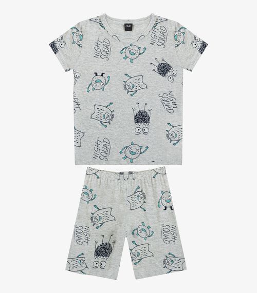Pijama Infantil Camiseta e Bermuda Select Cinza