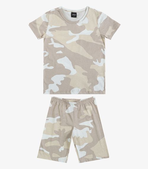 Pijama Infantil Camiseta e Bermuda Select Bege