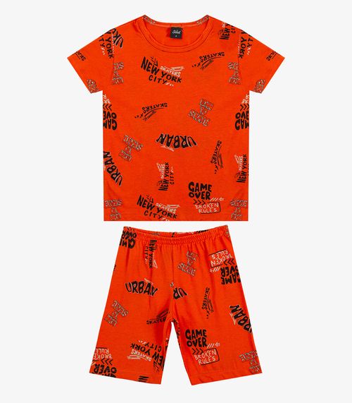 Pijama Infantil Camiseta e Bermuda Select Laranja