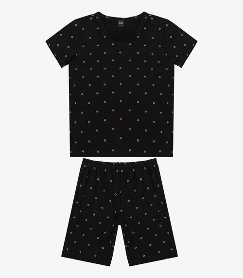 Pijama Infantil Camiseta e Bermuda Select Preto