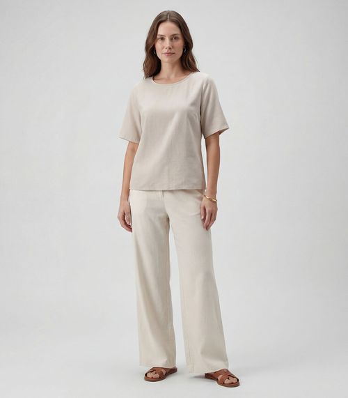 Blusa Cropped Feminina Em Viscose Infinita Cor Bege