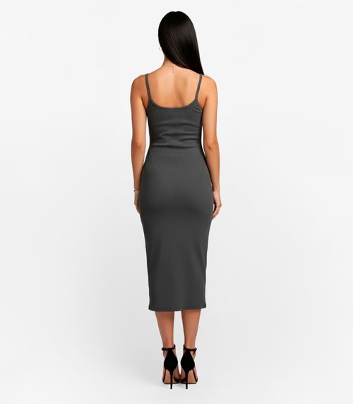 Vestido Feminino Em Ribana Infinita Cor Cinza
