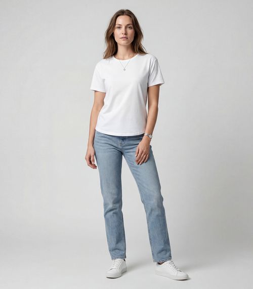 Blusa Feminina Manga Curta Infinita Cor Bege