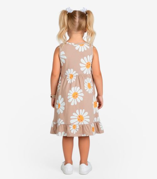 Vestido Infantil em Meia Malha Penteada Select Marrom