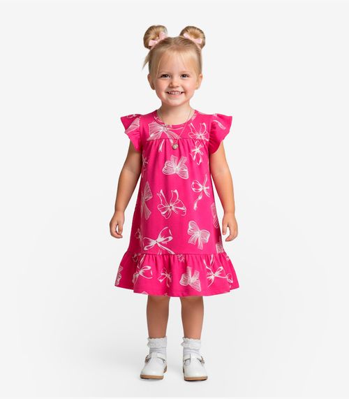 Vestido Infantil Com Manga Godê Select Rosa