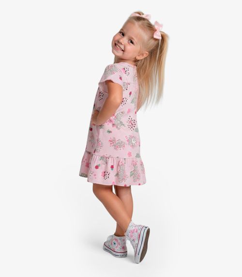 Vestido Infantil Com Manga Godê Select Rosa