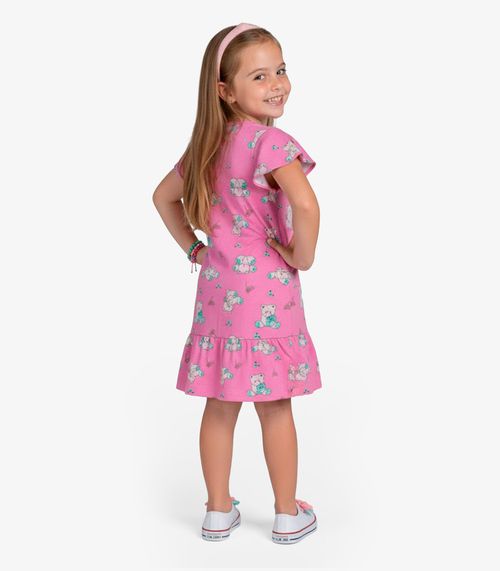 Vestido Infantil Com Manga Godê Select Rosa