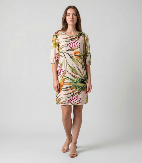 Vestido Midi Com Manga Flare 3/4 Infinita Cor Amarelo