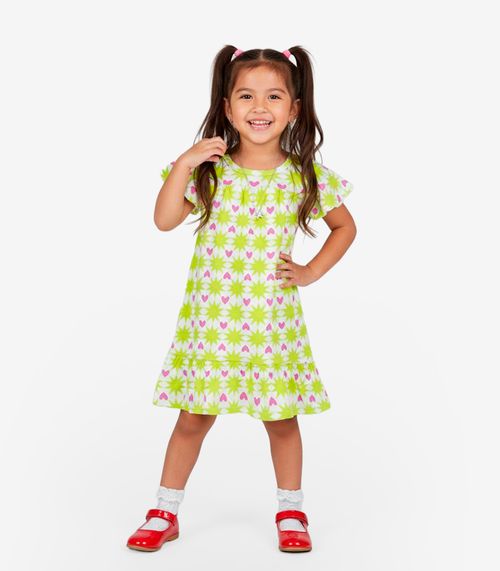 Vestido Infantil Com Manga Godê Select Verde