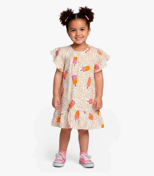Vestido Infantil Com Manga Godê Select Laranja