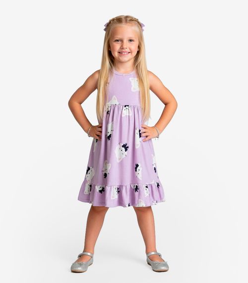 Vestido Infantil em Meia Malha Penteada Select Roxo