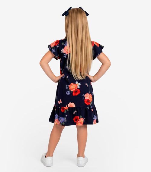 Vestido Infantil Com Manga Godê Select Azul