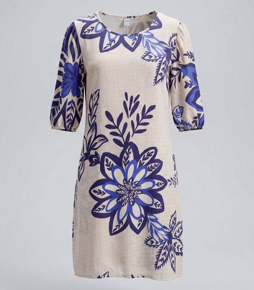 Vestido Midi Com Manga Flare 3/4 Infinita Cor Azul