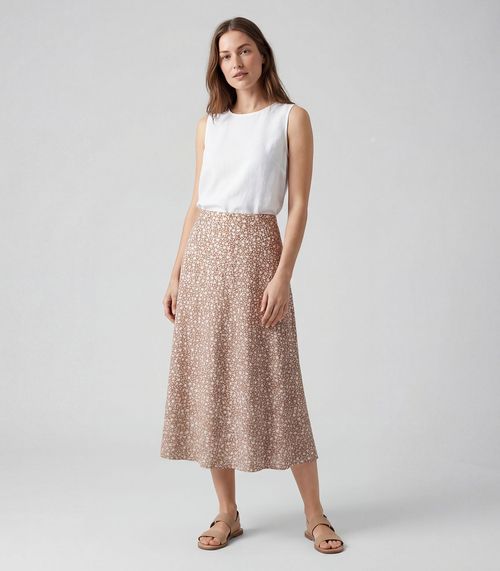 Saia Midi Com Recorte Nas Costas Infinita Cor Marrom