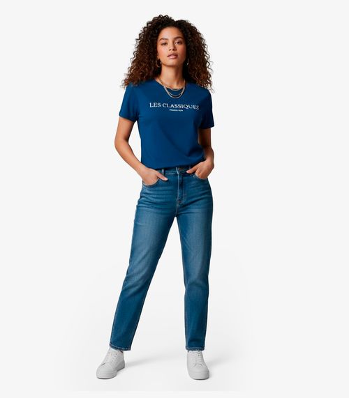 Blusa Feminina Manga Curta Infinita Cor Azul