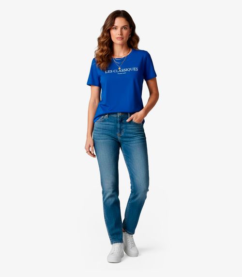 Blusa Feminina Manga Curta Infinita Cor Azul