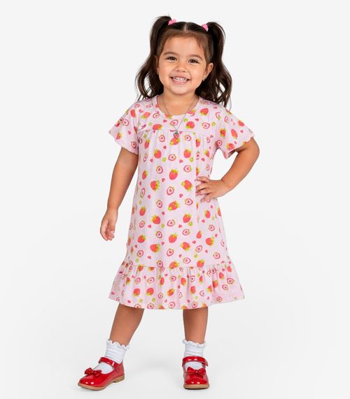 Vestido Infantil Com Manga Godê Select Rosa