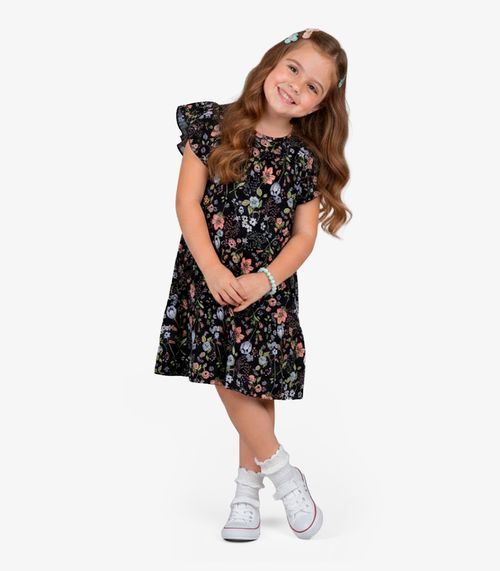 Vestido Infantil Com Manga Godê Select Laranja
