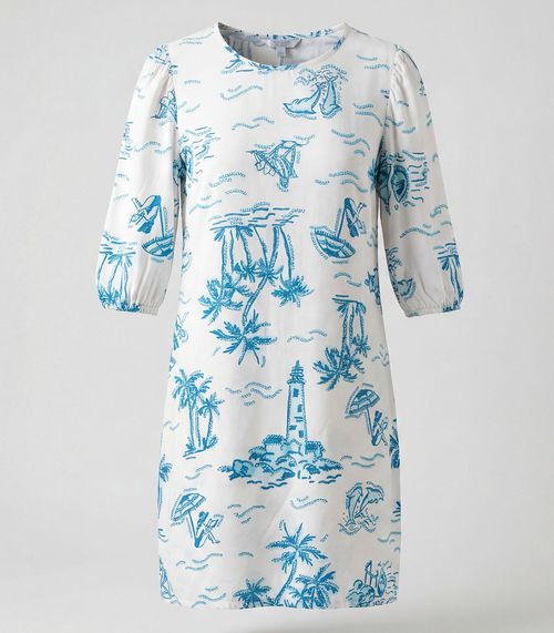 Vestido Midi Com Manga Flare 3/4 Infinita Cor Azul