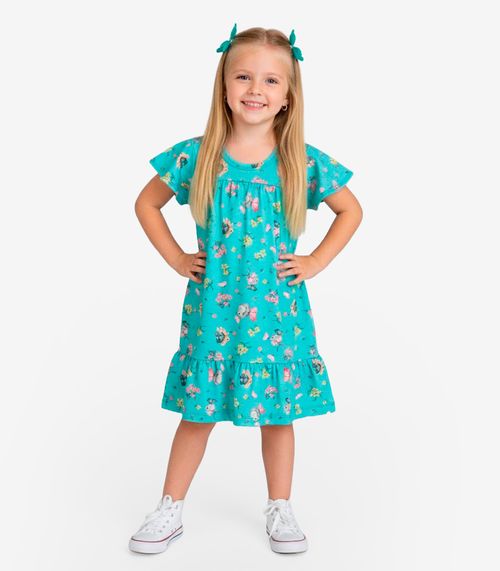 Vestido Infantil Com Manga Godê Select Azul