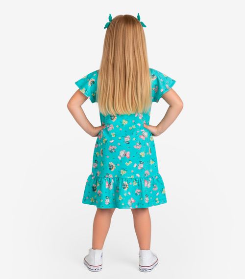 Vestido Infantil Com Manga Godê Select Azul